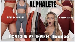 ALPHALETE NEW CONTOUR V2 DECEMBER LAUNCH  In depth tryon haul amp review best scrunch leggings 2023 [upl. by Laughlin746]