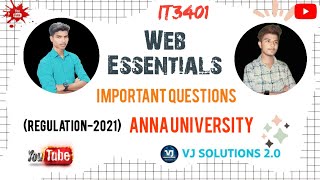 Web Essentials Important questions  BEBTech IT3401  annauniversity tamil it3401 [upl. by Nitnilc]