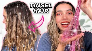 Tinsel Hair Tutorial ✨ Tie It On Yourself [upl. by Koslo]