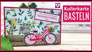 Slider CardKullerkarte basteln mit Framelits Fahrrad von Stampin Up [upl. by Amliw]