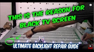 How to fix LED LCD TV black screen no backlight TV disassemble testing LEDs ordering part repair [upl. by Naoma]