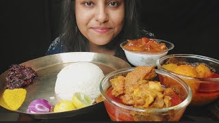 Eating Show Rice Spicy🔥mutton currylal lal mutton Fruit ChatneybigbitesasmrPoulamieatingshow [upl. by Shane]