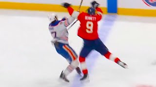 Sam Bennett Hit on Connor McDavid  Panthers vs Oilers Game 1  2024 Stanley Cup Finals Highlights [upl. by Cavan]