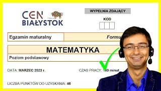 Matura z Matematyki CEN Białystok Podstawa F23 202203 próbna cały arkusz [upl. by Glynda]