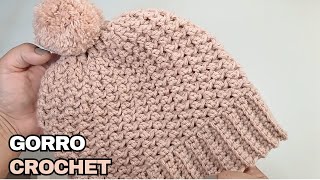 GORRO con relieve a crochet PASO A PASO [upl. by Nnyltak]