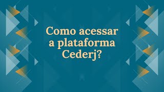 Como acessar a plataforma Cederj [upl. by Cairistiona143]