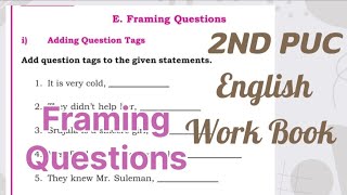 2nd PUC English Workbook Key Answers Framing Questionsquestiontag 2ndpucenglishkannadatoenglish [upl. by Adriano]