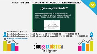 ANÁLISIS DE REPETIBILIDAD Y REPRODUCIBILIDAD RampR PASO A PASO BioEstadística Sin Lágrimas [upl. by Oisinoid351]