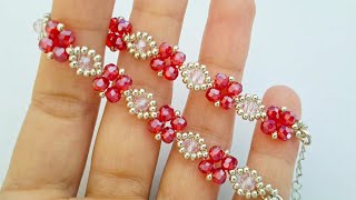 DIY Beaded Crystal Bracelet and Seed Bead Bracelet Tutorial Easy Beading for Beginners [upl. by Notserp]