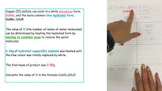 Solving for xH2O when using heating to constant mass of a hydrated substance [upl. by Eidoow]