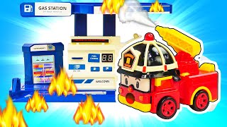 Le macchine Robocar lavorano in città Video per bambini Camion dei pompieri per bambini [upl. by Earased286]