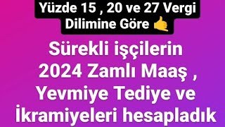 Sürekli işçilerin 2024 zamlı maaş  yevmiye Tediye ve İkramiyeleri hesapladık [upl. by Acysej876]