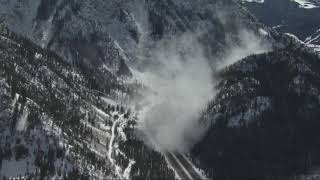 Chopper video shows multiple avalanches covering Colorado highways Tuesday [upl. by Tubb]