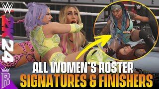 WWE 2K24 All Womens Roster Signatures amp Finishers WWE2K24 [upl. by Ecirtaed]