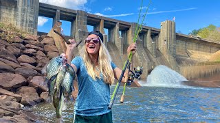 2 HOURS of GIANT SPILLWAY Catch and Cooks Slab Crappie Poor Mans Lobster and MORE HUGE FISH [upl. by Sirc]