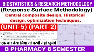 Response surface methodology। Central composite design। optimization techniques।Biostatistics Unit5 [upl. by Aivekahs]