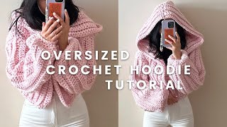 an oversized crochet hoodie sweater tutorial [upl. by Tasha]