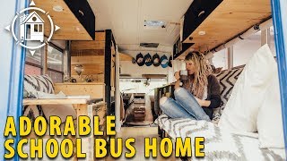 Skoolie Tour Bus Converted into Shabby Chic Home on Wheels [upl. by Maxantia31]