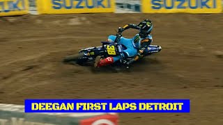 Haiden Deegan RAW first laps at Detroit  Supercross 2024 [upl. by Redienhcs]