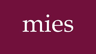 How to Pronounce mies lousy Correctly in German [upl. by Dloniger]