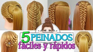 5 Peinados Faciles y Rapidos con Trenzas para Fiestas EscuelaNiñas  Recogidos y Semirecogidos [upl. by Humph310]