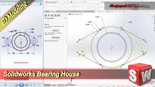 Solidworks Design 2D Bearing House Basic Modeling Tutorial [upl. by Hteik]