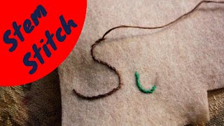 Embroidery for beginners the Stem or decorative line Stitch [upl. by Muns]