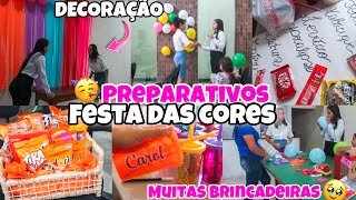 PREPARATIVOS PARA FESTA DAS CORES  DECORAÇÃO FÁCIL E ECONÔMICA  VÁRIAS BRINCADEIRAS 😍🥳 [upl. by Ashwin]