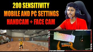 FREE FIRE 200 SENSITIVITY MOBILE AND PC SRM GAMING SETTINGS [upl. by Sacram450]