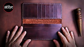 handmade leather wallet  best leather wallet  leather craft  DIY  ASMR [upl. by Aneele]