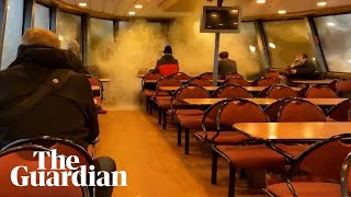 Huge wave shatters ferry window as Storm Ylenia batters Germany [upl. by Treiber]