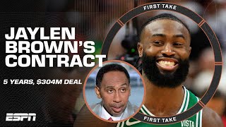 💰 5 Years304M for Jaylen Brown 💰 Stephen A reacts to the richest deal in NBA history  First Take [upl. by Drapehs824]