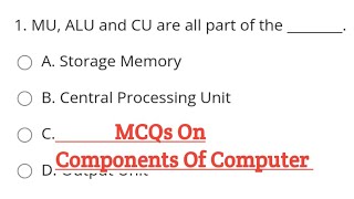 Components of computer System Jkssb VLW  Mcqs On Components of Computer jkssbvlw [upl. by Adamec]