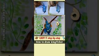 🐦 How To Draw Kingfisher Bird  stepbystep  super easy trending shorts [upl. by Idnat]