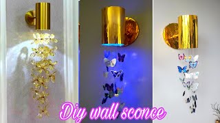 DIY wall sconce light  decoration ideas  dollar tree diy  Craft Angel [upl. by Annaoj]