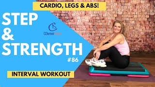 Step Aerobics and Strength Workout  CDornerFitness Step Legs and Abs 86 134 bpm [upl. by Aneladdam]