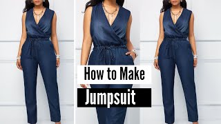 How to Cut and Sew Jumpsuit Trendy Overlap Top Jumpsuit Cutting and Stitching Tutorial Drawstring [upl. by Ardnael267]