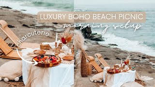 6AM EARLY MORNING BOHO BEACH PICNIC SETUP  ENGAGEMENT PICNIC SETUP amp CHARCUTERIE MAKING [upl. by Ettennan]