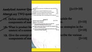 BBS 3rd year Marketing 2080 exam paper questions shorts [upl. by Einnus]