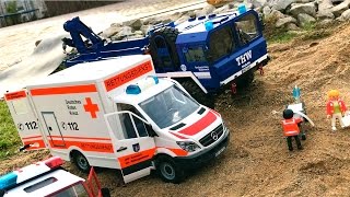 BRUDER AMBULANCE 🚑TRUCKS  EXCAVATOR ♦ Fail  Recovery in Jacks WORLD [upl. by Theron]