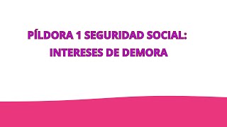 Píldora 1 Seguridad Social Intereses de demora [upl. by Trace937]