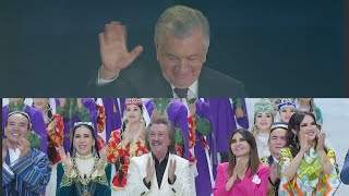 Ozoda Ozodbek Gulsanam Farrux Munojat Shavkat Mirziyoyev ishtirokida Navroʻz 2024 [upl. by Leugar]