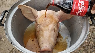 Roasted Pig Head with Palm Sugar  Pigs Head Cooking Recipe [upl. by Selfridge]