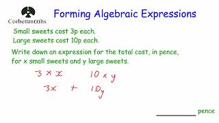 Forming Algebraic Expressions  Corbettmaths [upl. by Sik670]