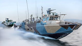 US Forces Pilot Swedish Monstrously Powerful Riverine Boats at Full Speed [upl. by Fayola702]