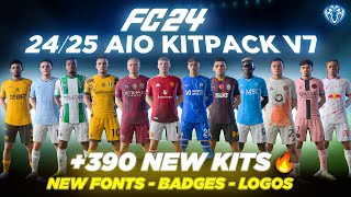 2425 AIO Kits V7 Mod For FC 24 390 New Kits  Fonts  Badges  TU182 [upl. by Baal]