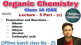 Organic chemistry Class 10 ICSE L5c alkane alkene alkyne alcohol carboxylic acid  prep rxn [upl. by Otrebogad]