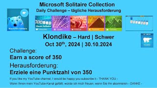 Solitaire Daily Challenges  Klondike  Hard  Oct 30th 2024 [upl. by Nitniuq]