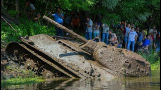 LIFTING THE T34 TANK FROM THE RIVER FULL VIDEO WITHOUT EDITING [upl. by Rolando373]