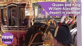 Queen and King WillemAlexander depart in carriage [upl. by Callan692]